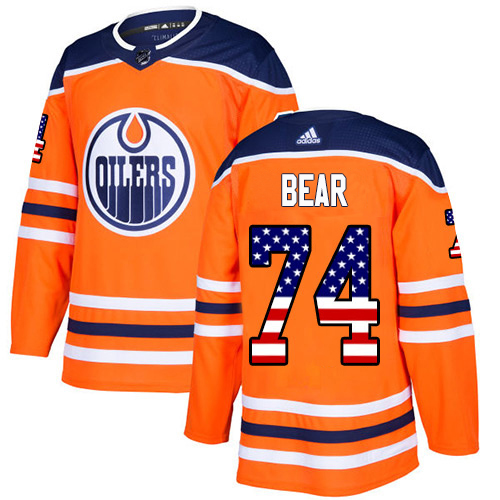 Adidas Edmonton Oilers #74 Ethan Bear Orange Home Authentic USA Flag Stitched Youth NHL Jersey